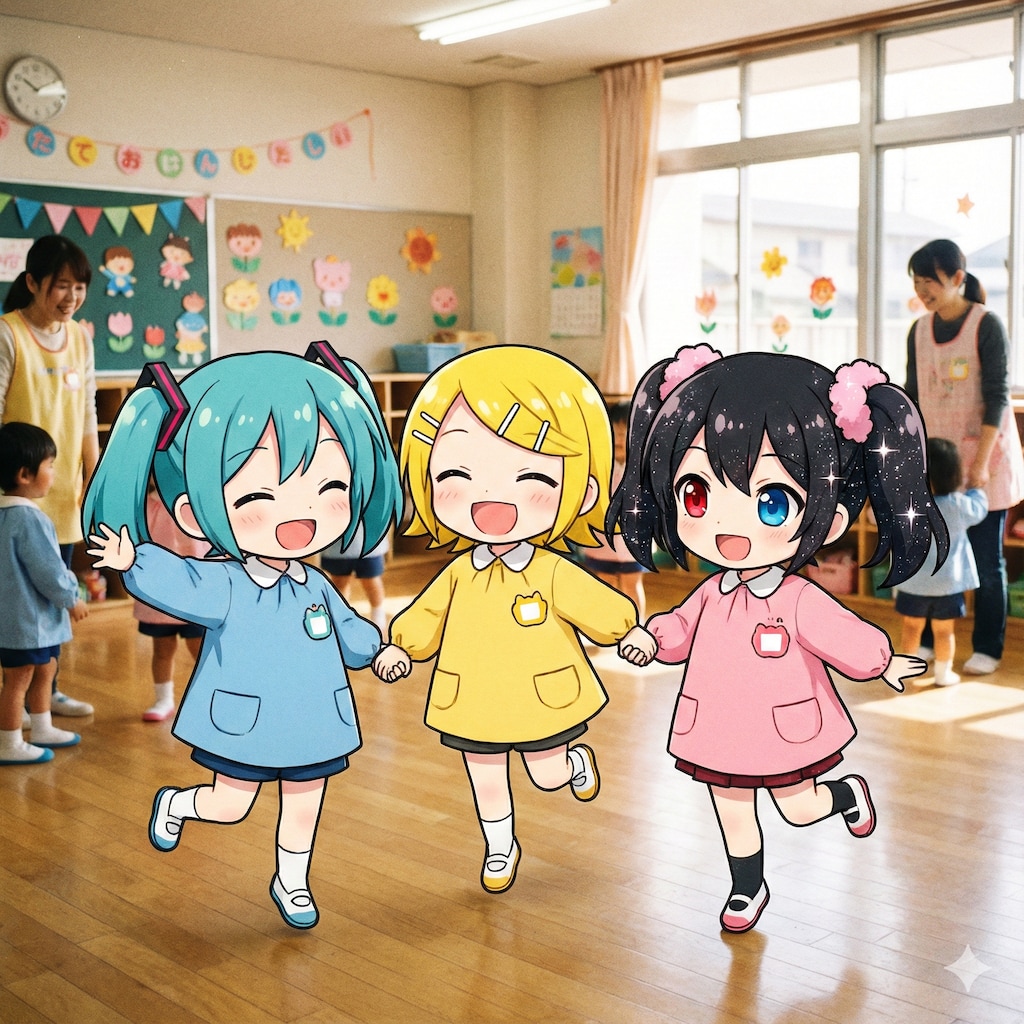 幼稚園児ミクちゃん リンちゃん アケちゃん