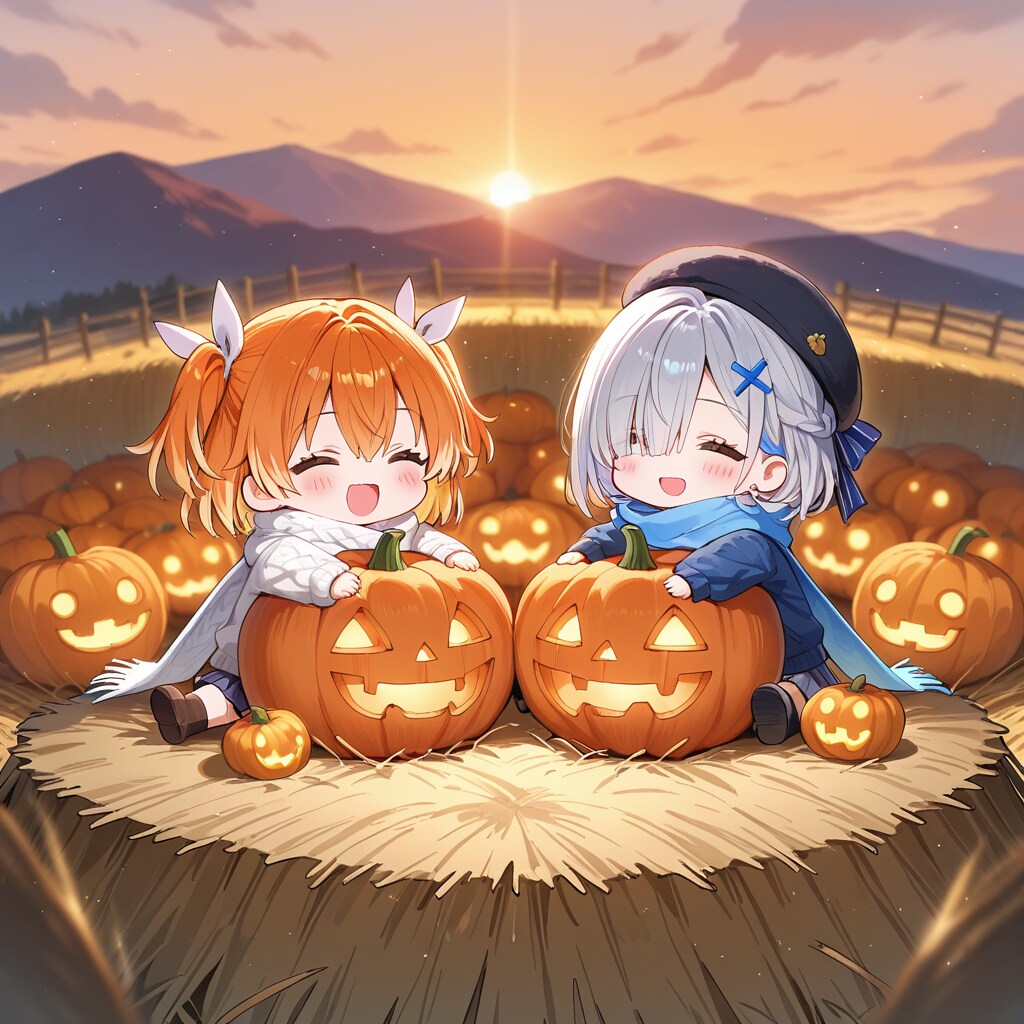 干し藁とパンプキンヘッド