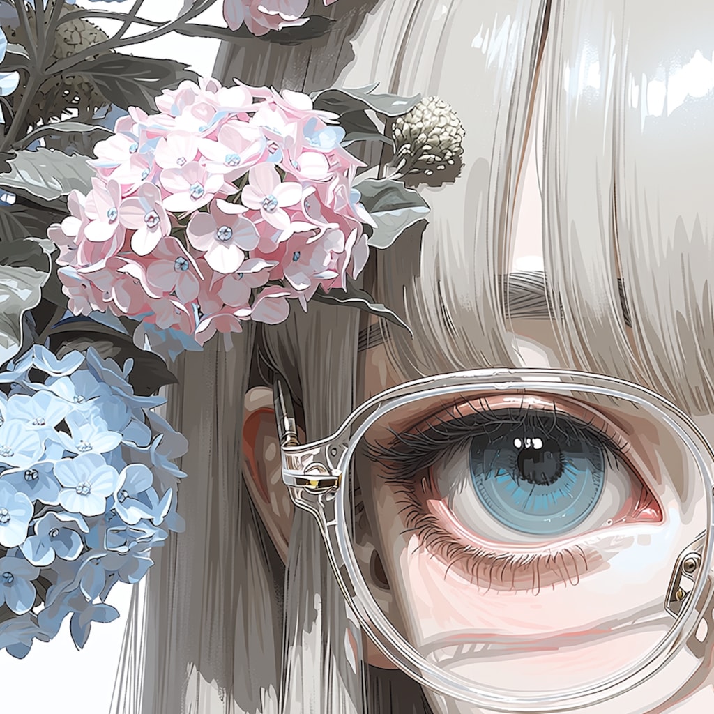 眼鏡と紫陽花
