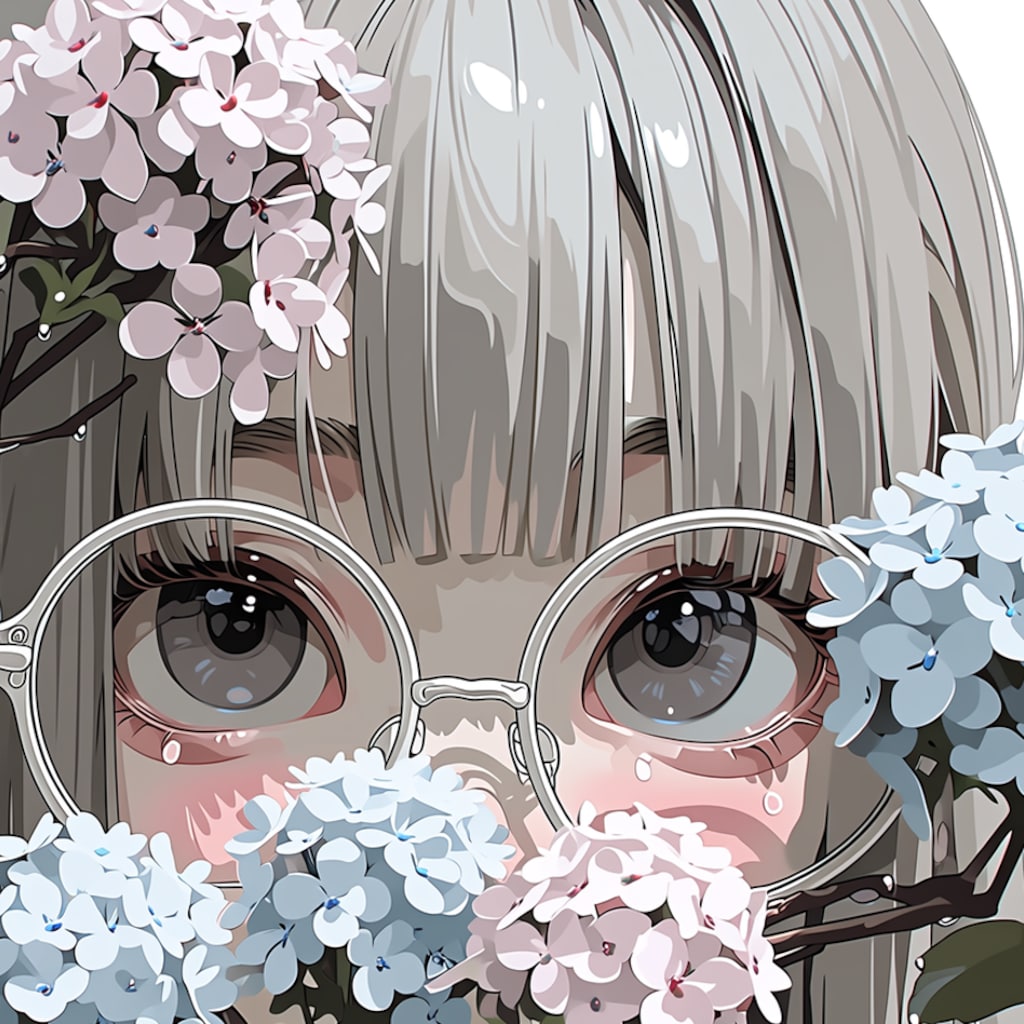 眼鏡と紫陽花