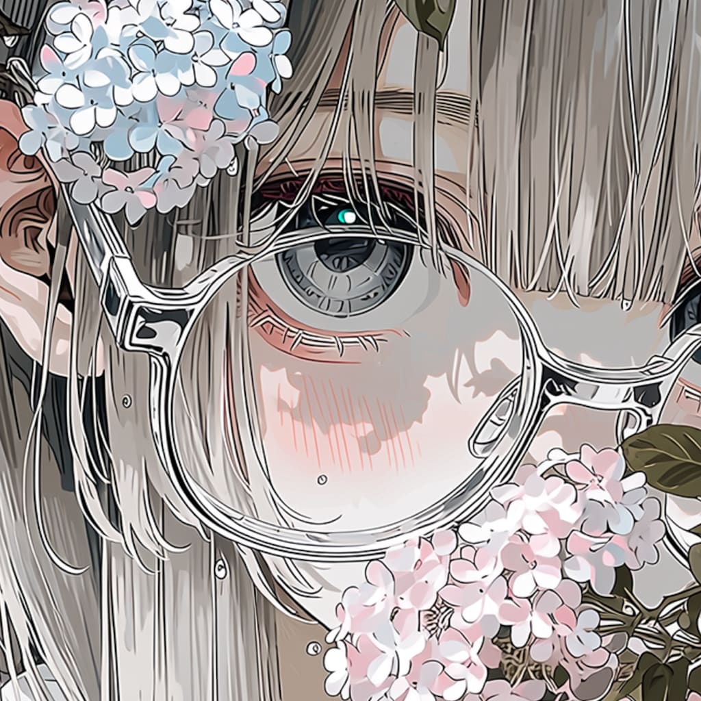 眼鏡と紫陽花
