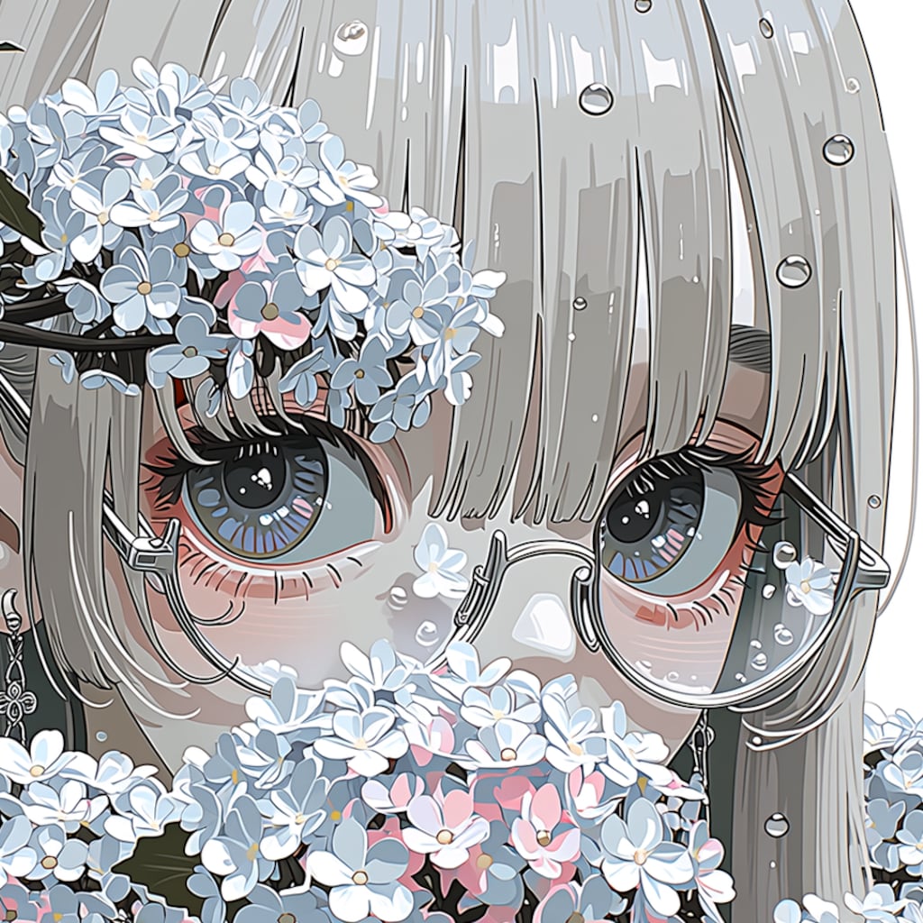眼鏡と紫陽花