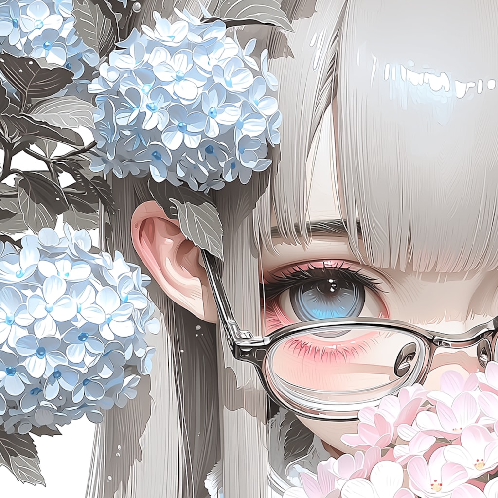 眼鏡と紫陽花