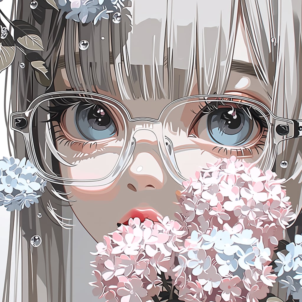 眼鏡と紫陽花