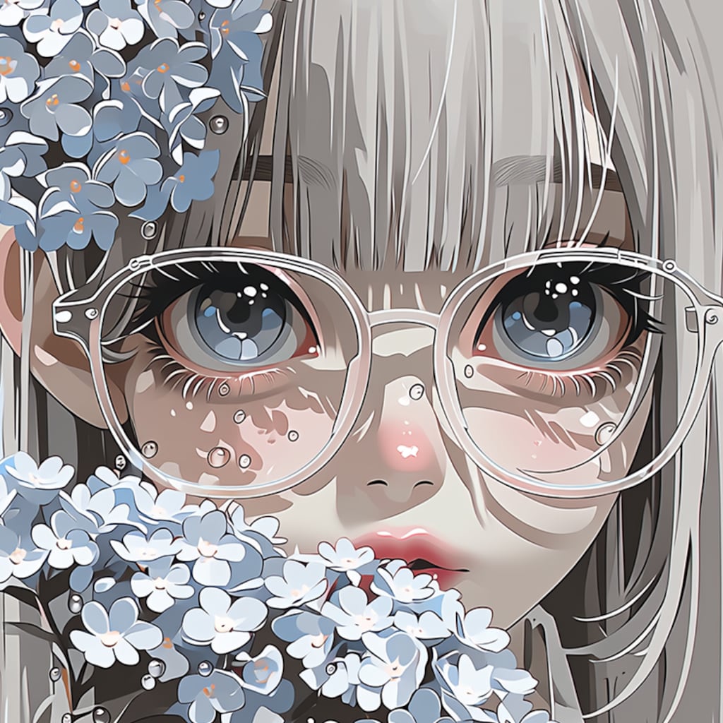 眼鏡と紫陽花