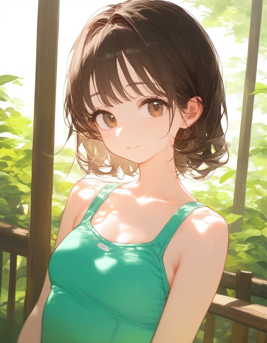 緑の水着 | の人気AIイラスト・グラビア