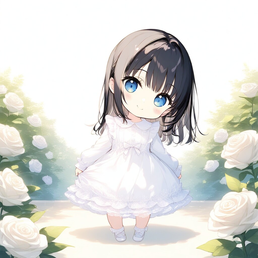 白バラの花園に