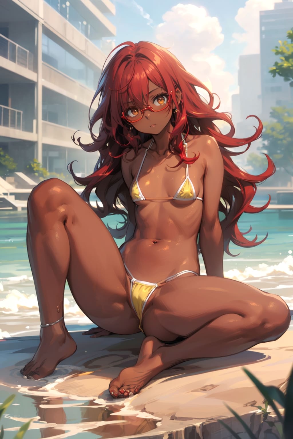ビキニの眼鏡っ娘