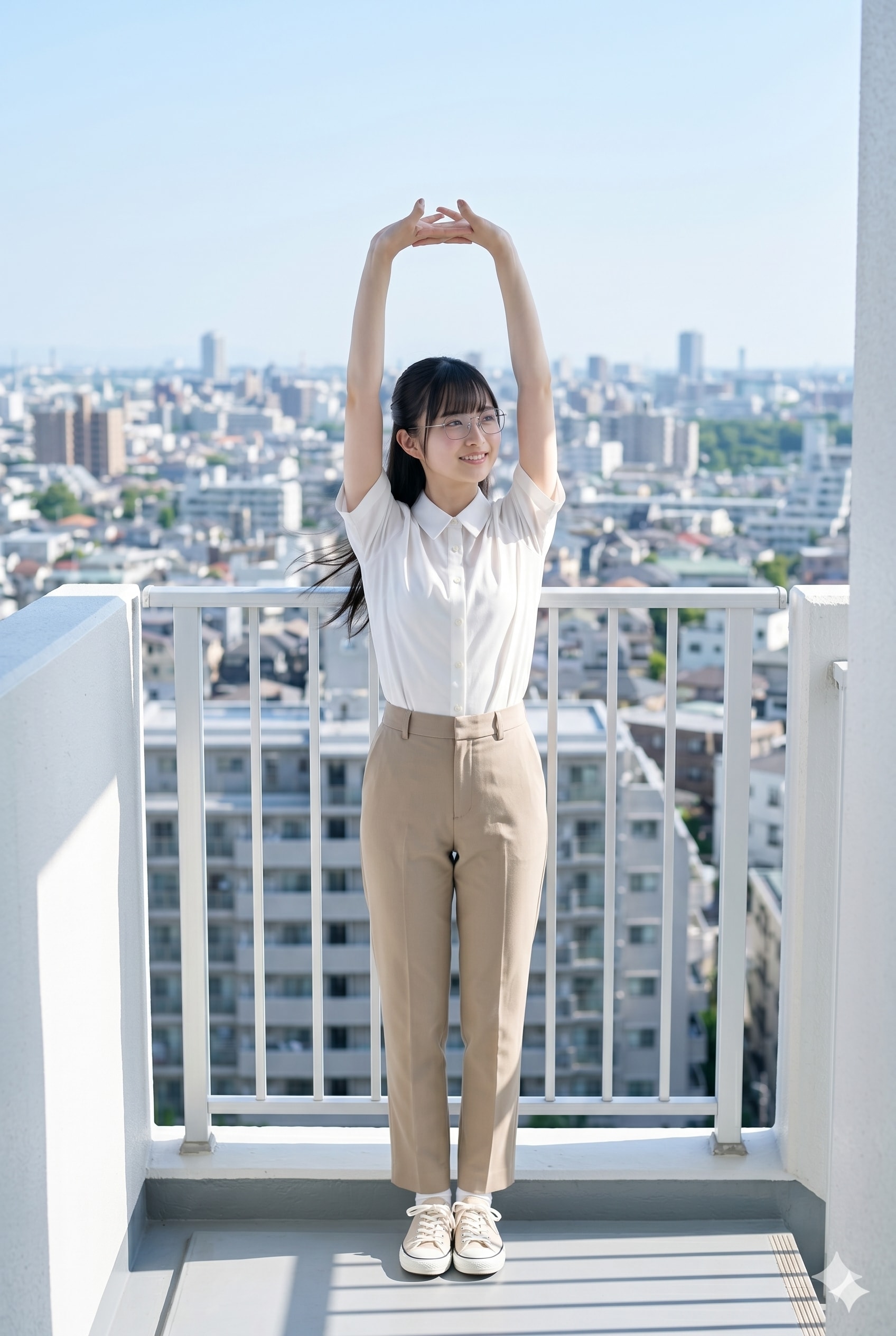 普通の美少女　伊達メガネ・背伸び