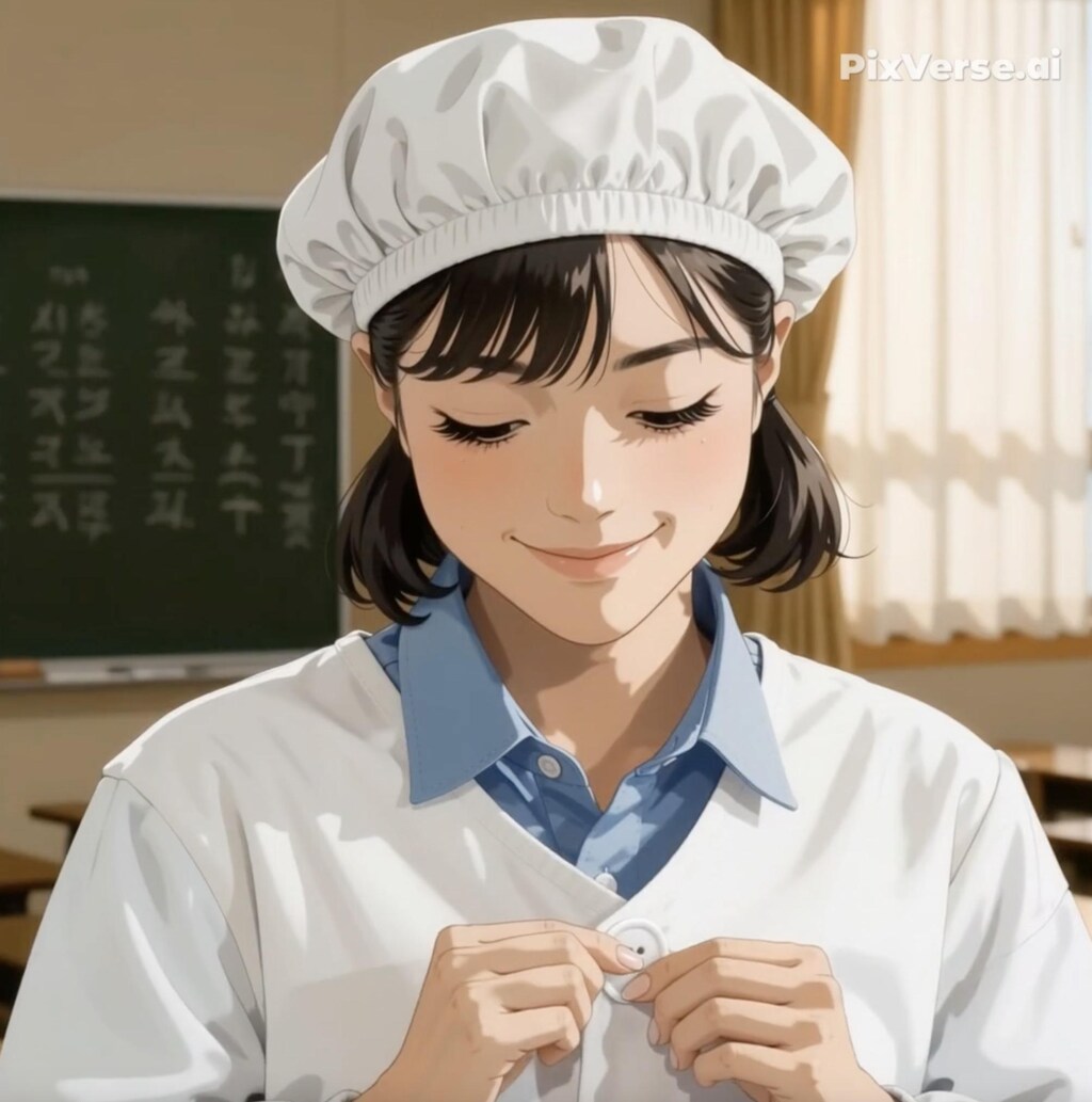 給食当番（無題3） | ちちぷいAIイラスト