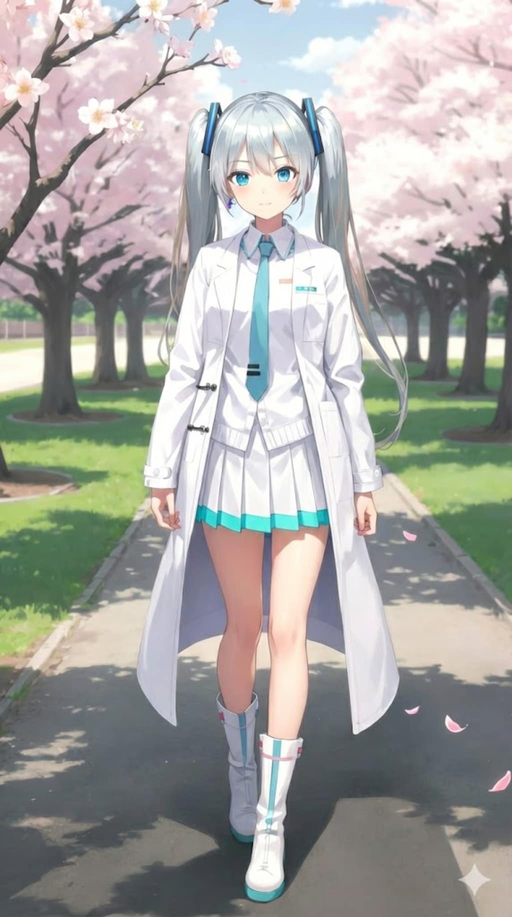 白いコートの雪ミクさん