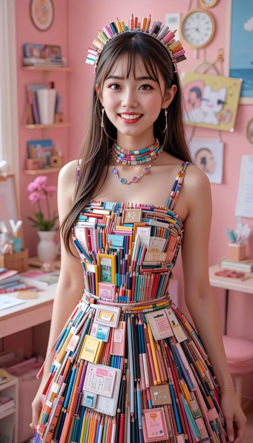 夏休みの宿題！文房具でドレスを作っちゃった！