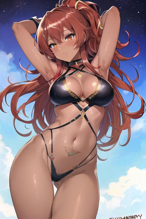 褐色赤髪ギャル