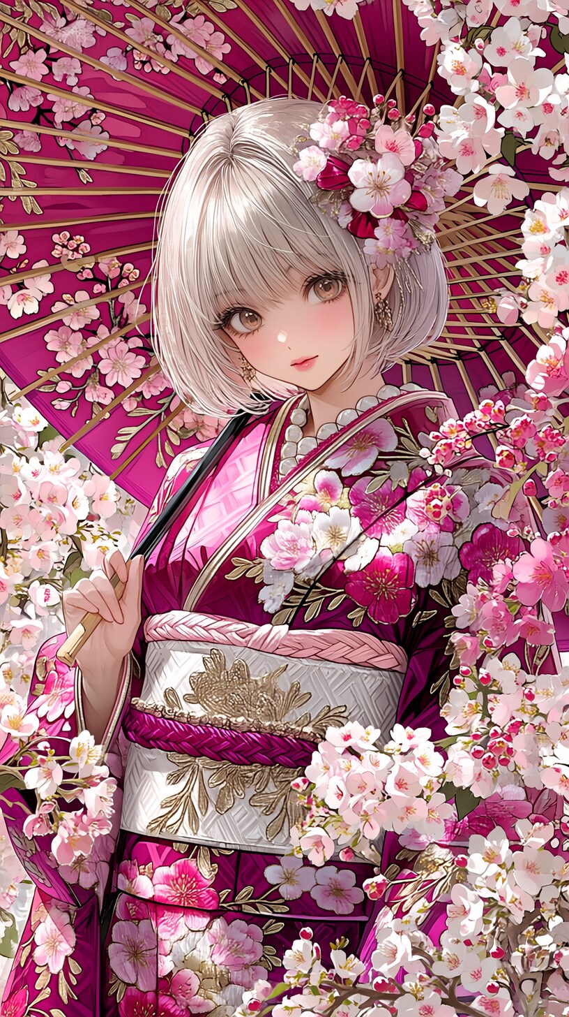 Silver-Haired Princess of the Four Seasons — 銀髪四季姫絵巻 | の人気AIイラスト・グラビア