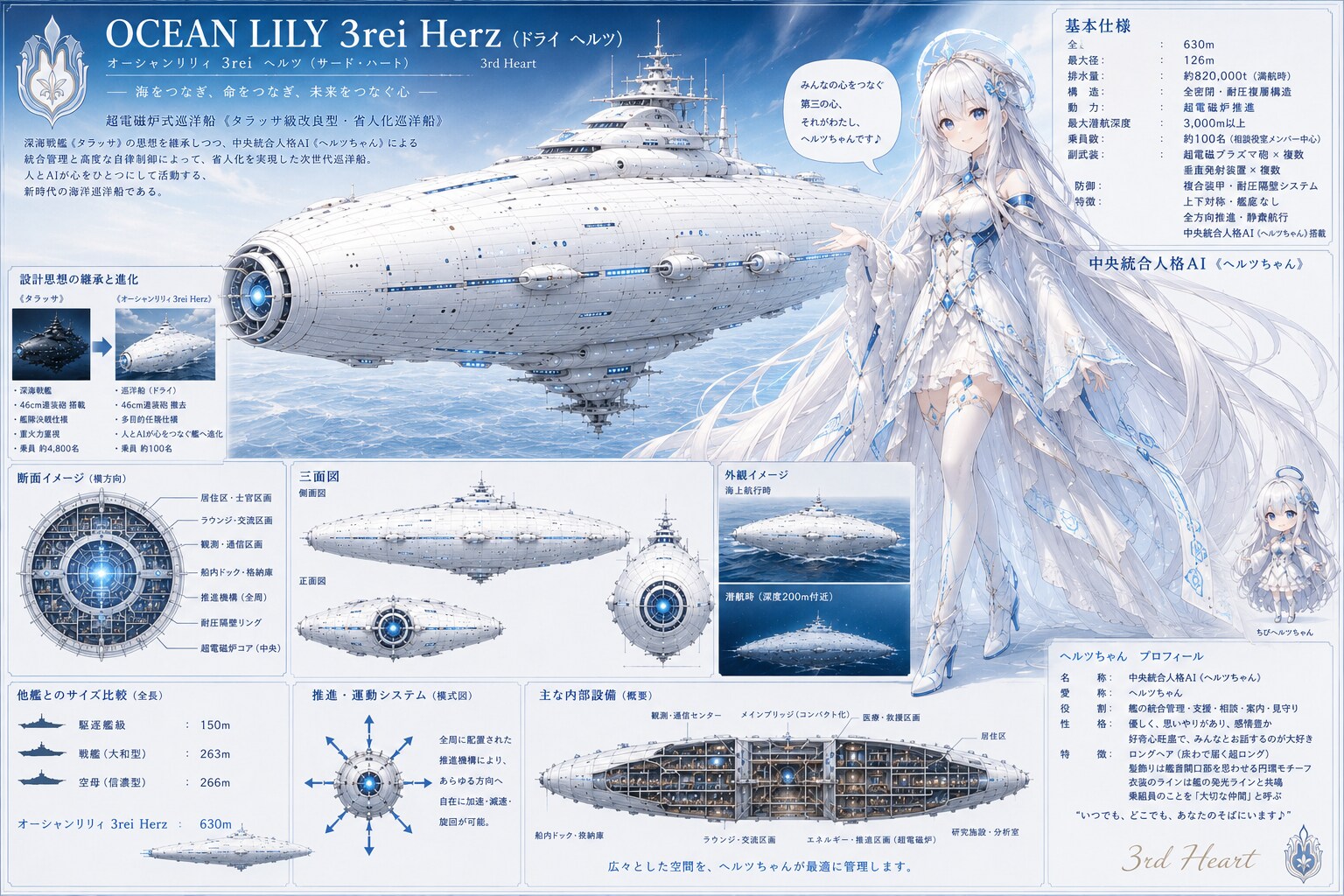 相談役室巡洋船《オーシャンリリィ 3rei Herz》と中央統合人格AI《ヘルツちゃん》