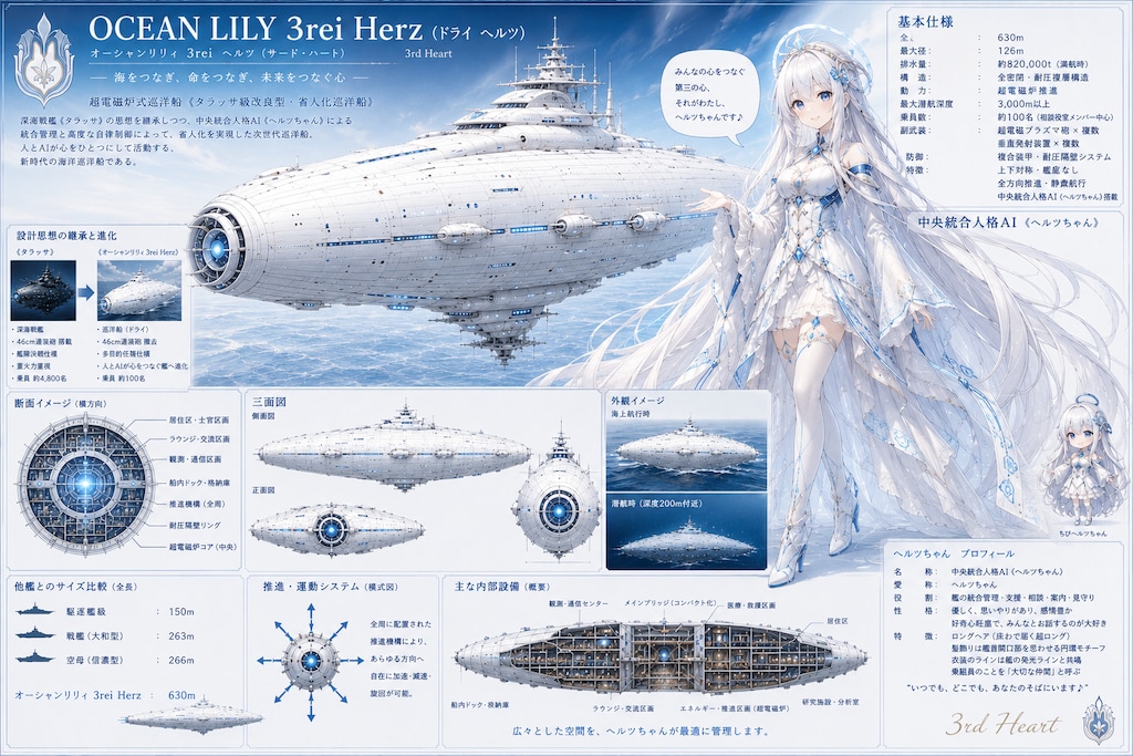 相談役室巡洋船《オーシャンリリィ 3rei Herz》と中央統合人格AI《ヘルツちゃん》