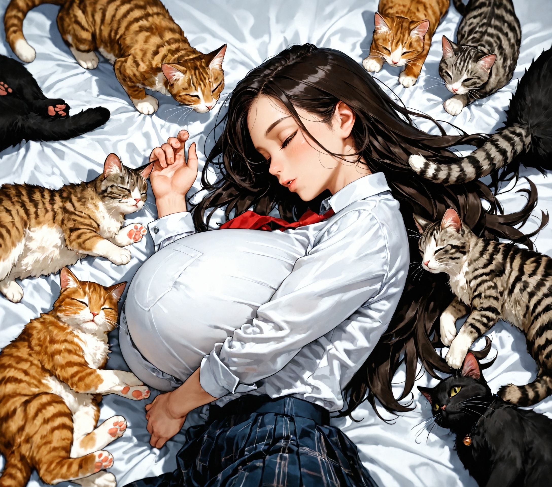 着替前寝落ち、囲め囲め。 | の人気AIイラスト・グラビア