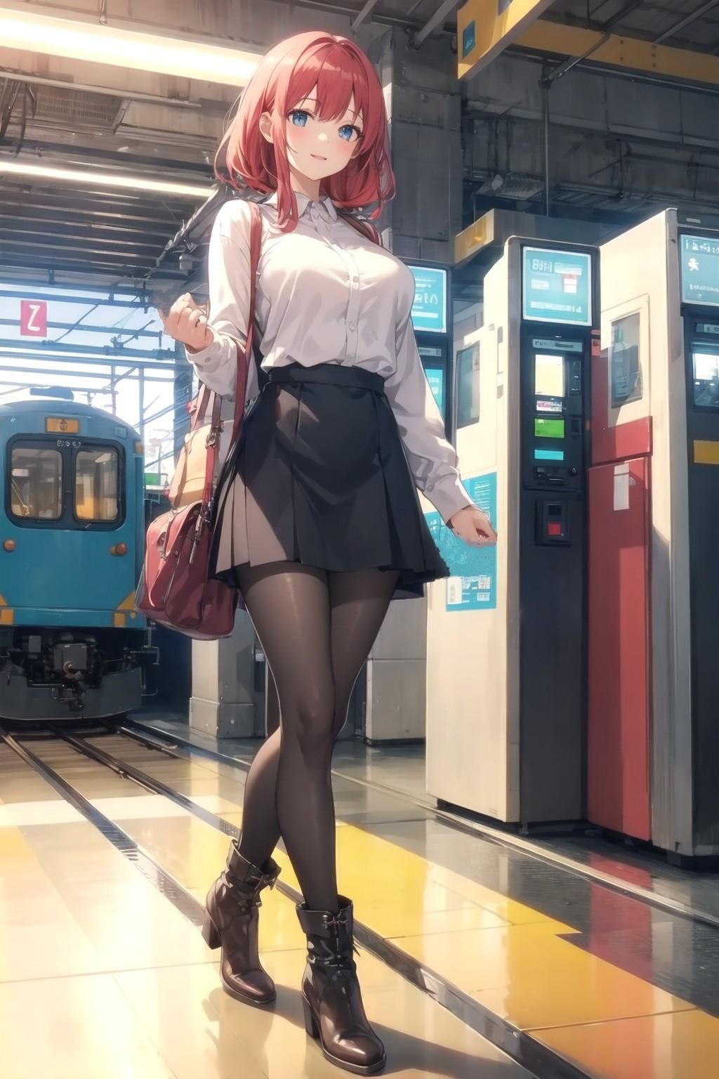 駅を歩く黒タイツお姉さん
