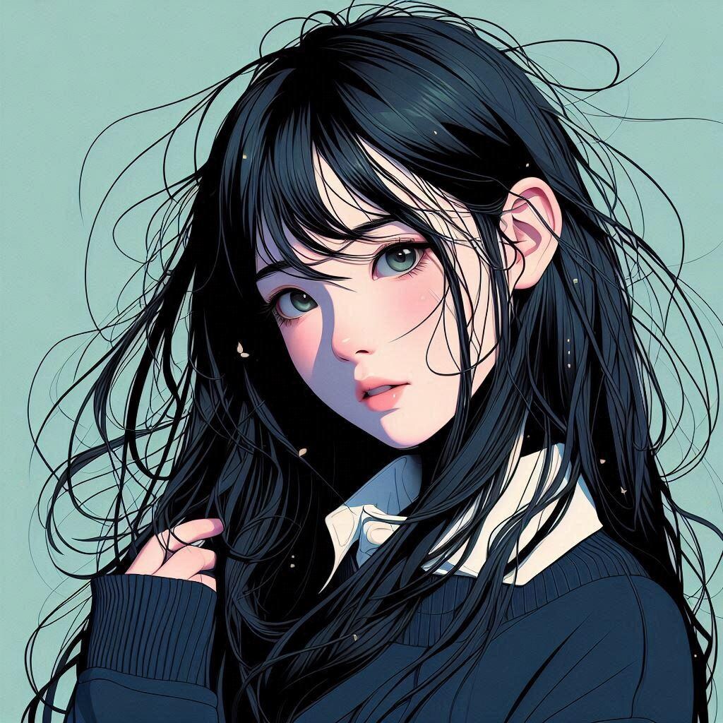 Dalleの綺麗系黒髪美人