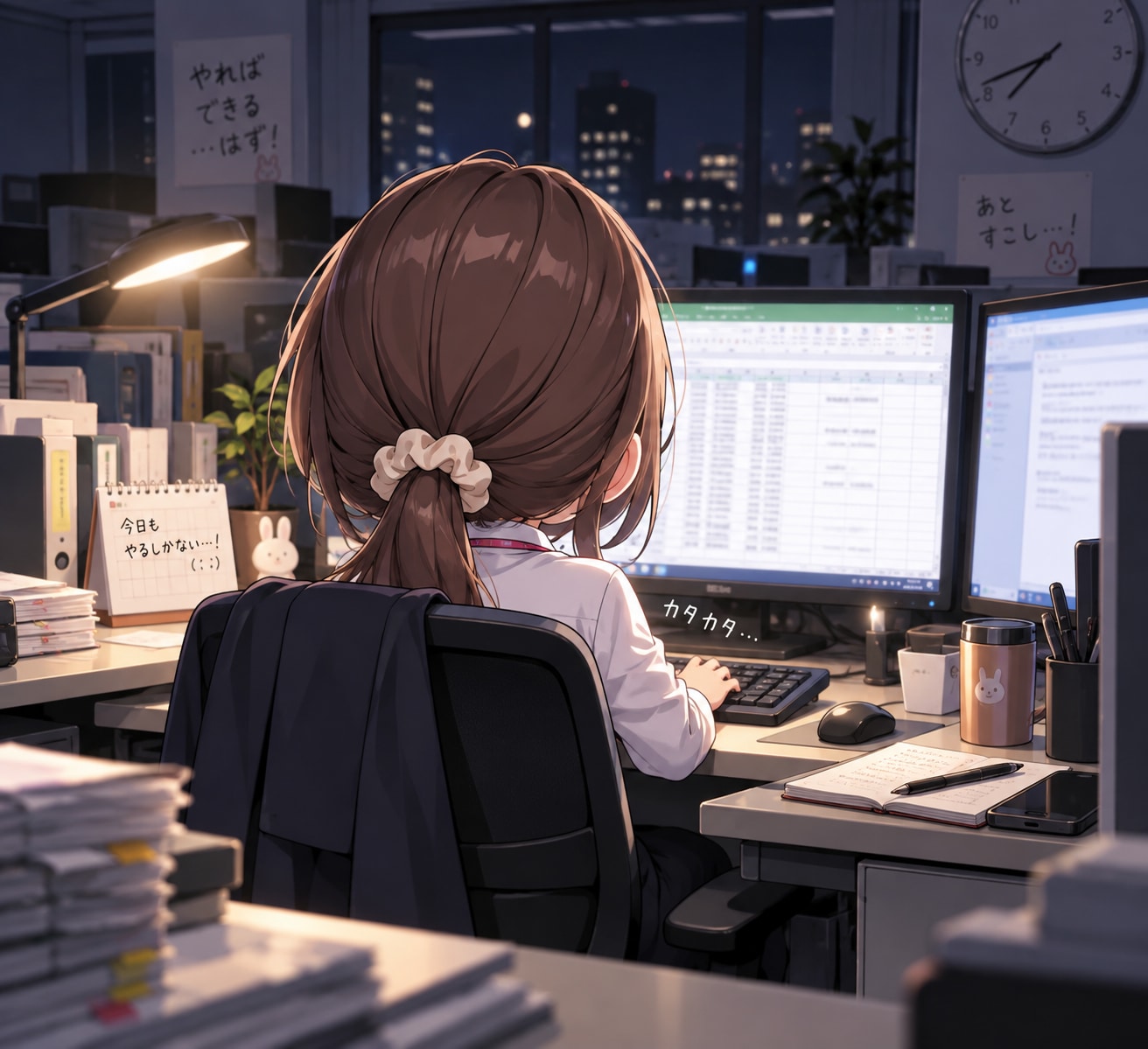 今日も元気に残業中。 | の人気AIイラスト・グラビア