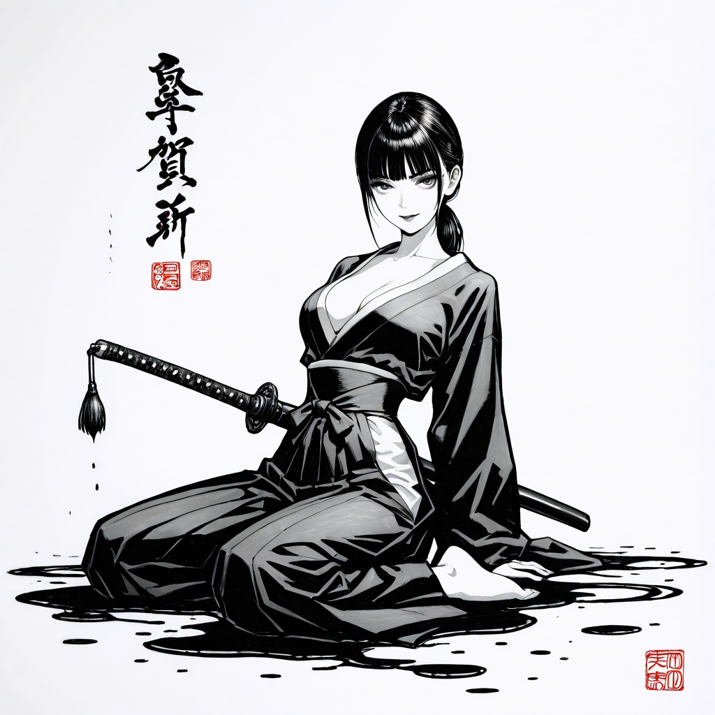 水墨画 女性