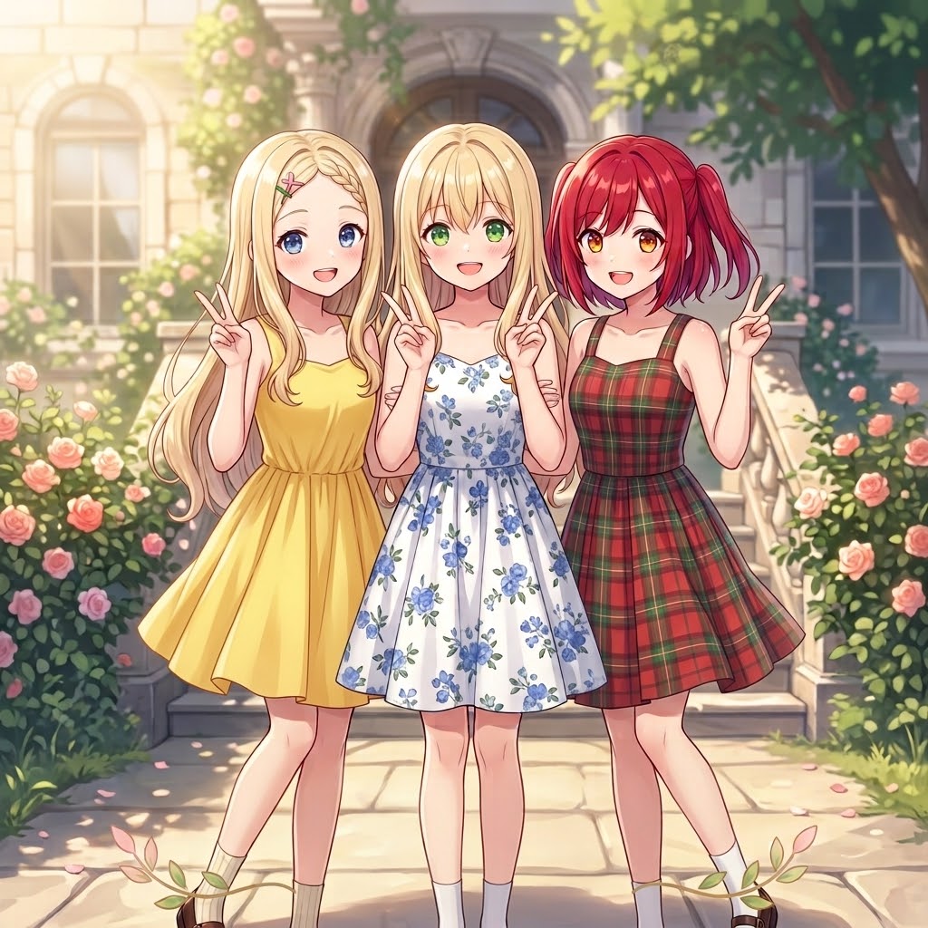 3人でハイチーズ✌️ | の人気AIイラスト・グラビア