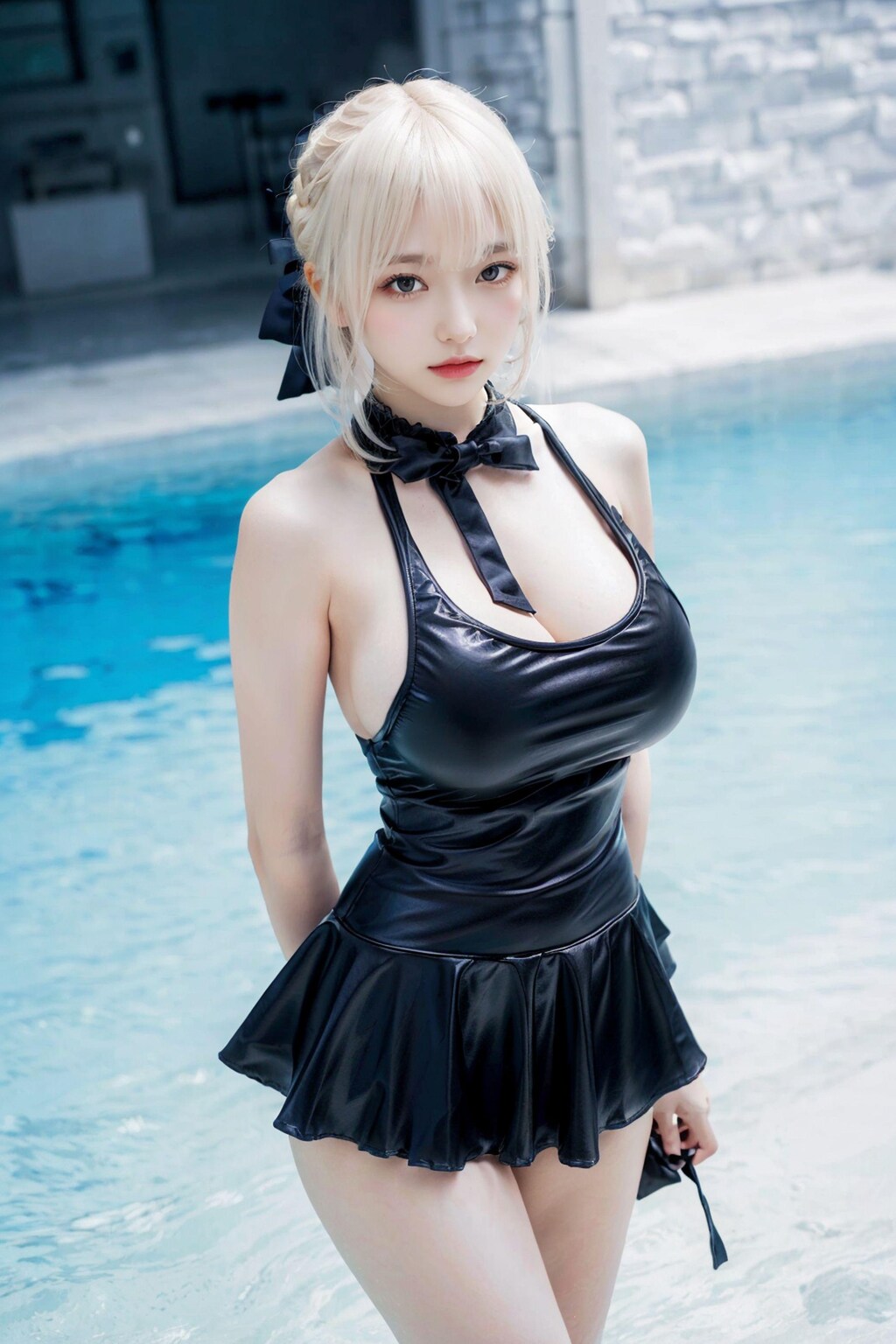 Black Leather Swim Skirt (179P)