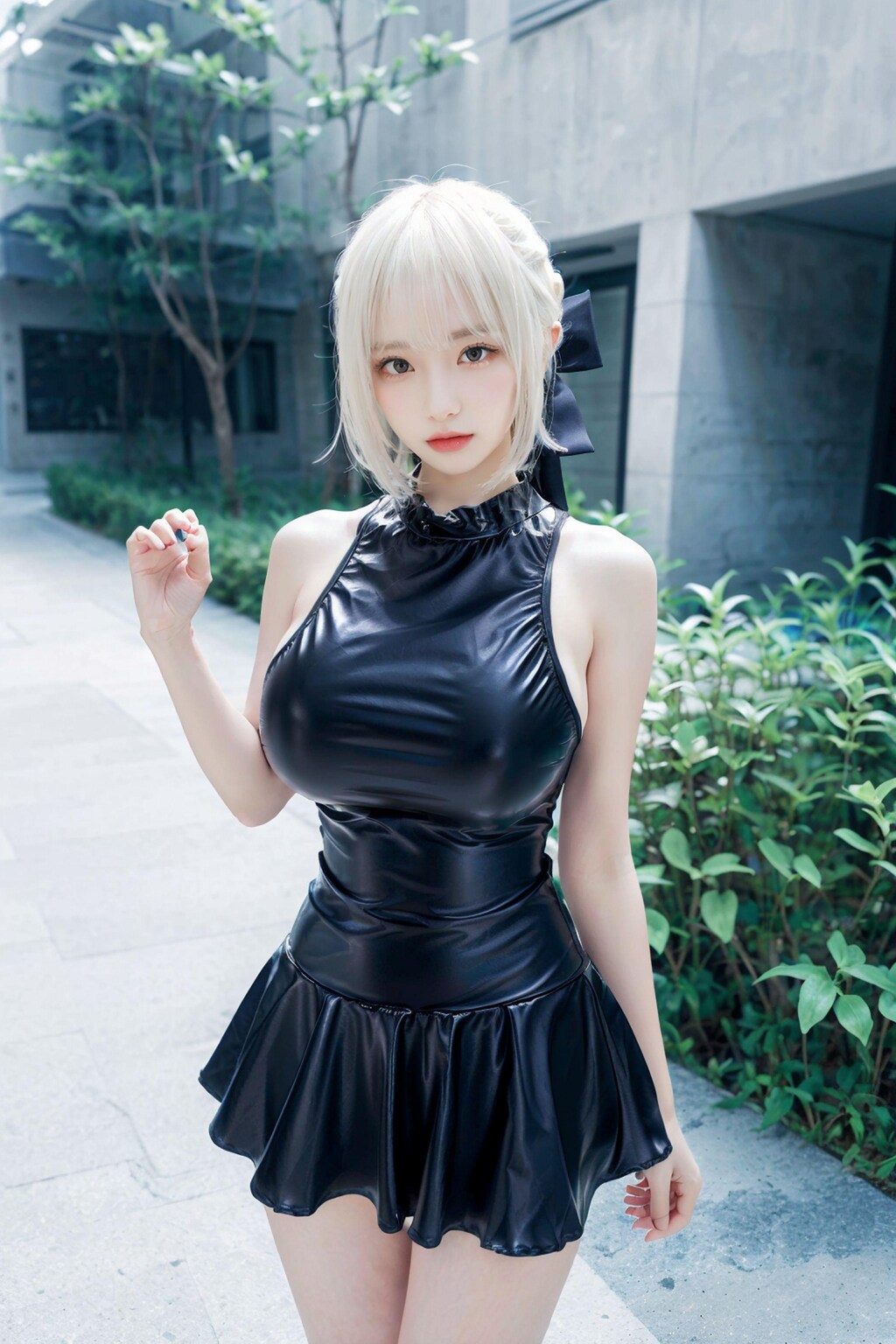 Black Leather Swim Skirt (179P)