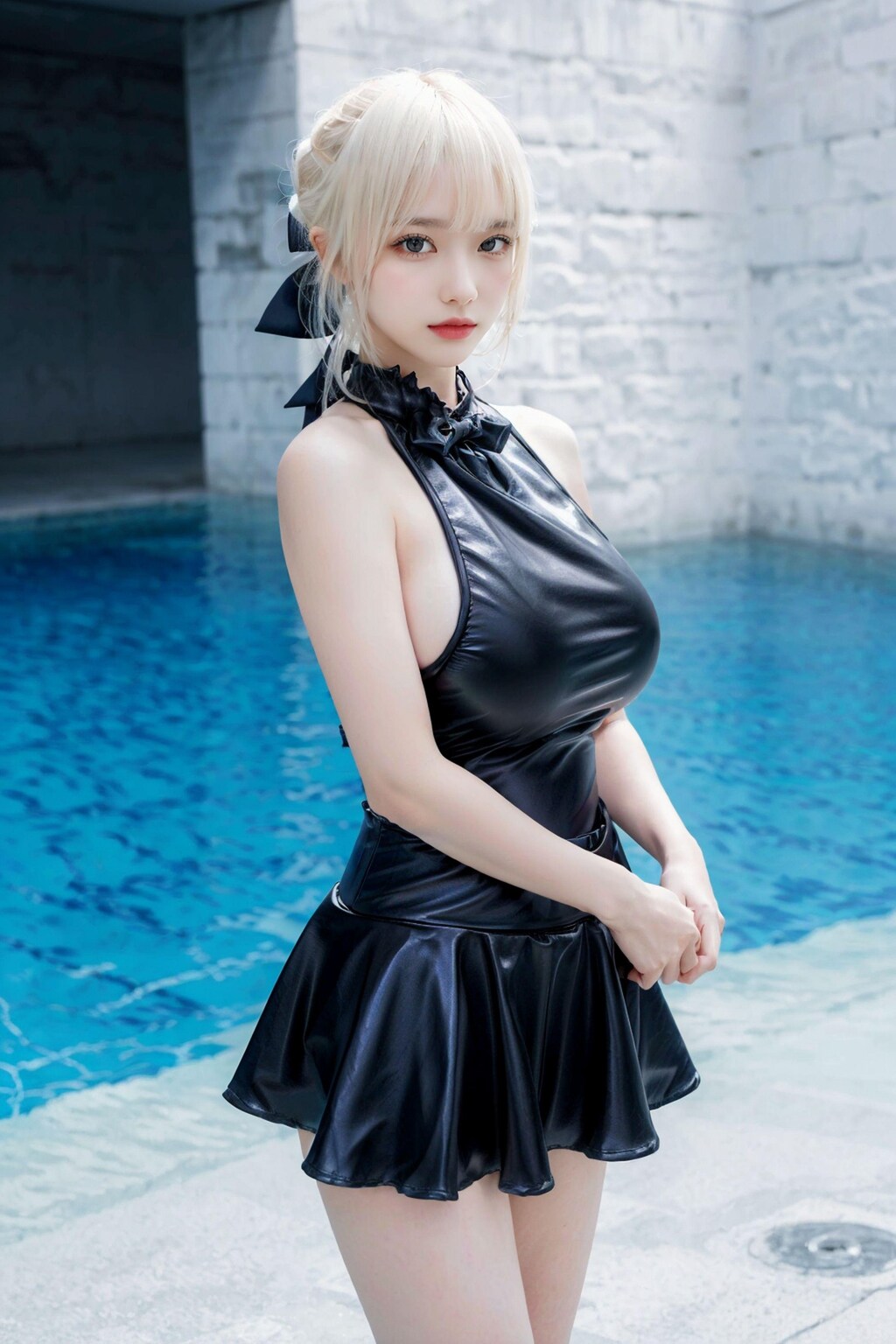 Black Leather Swim Skirt (179P)