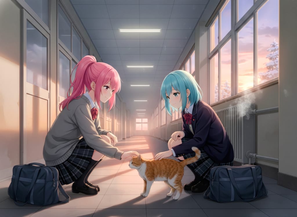百合ップル試作_nanobanana8回目_猫と一緒