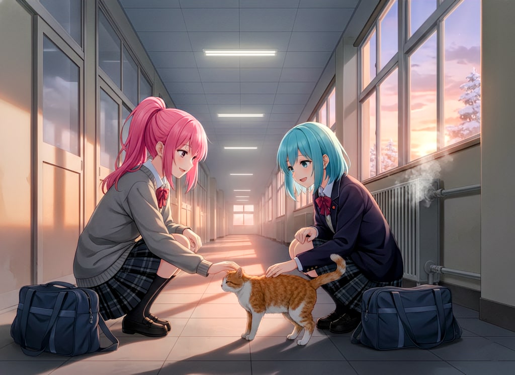 百合ップル試作_nanobanana8回目_猫と一緒
