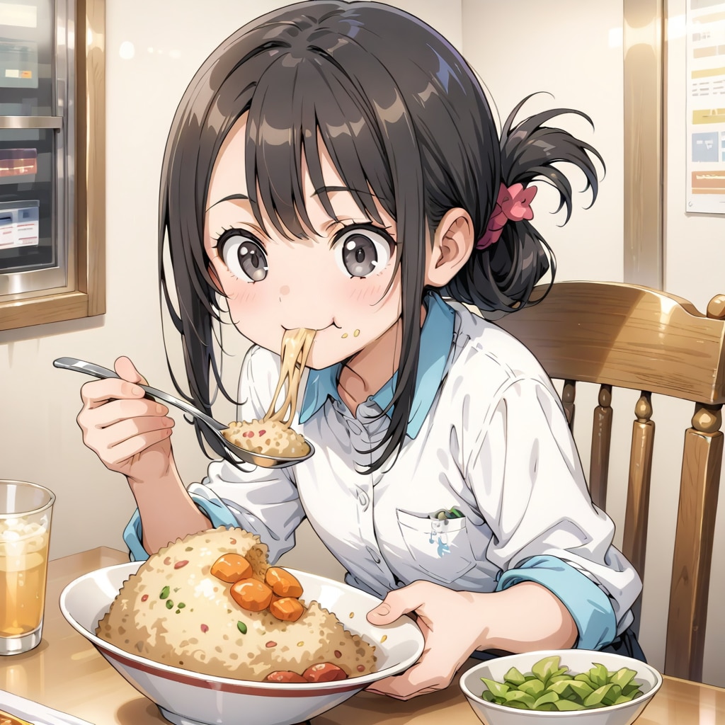 チャーハンを食べる少女