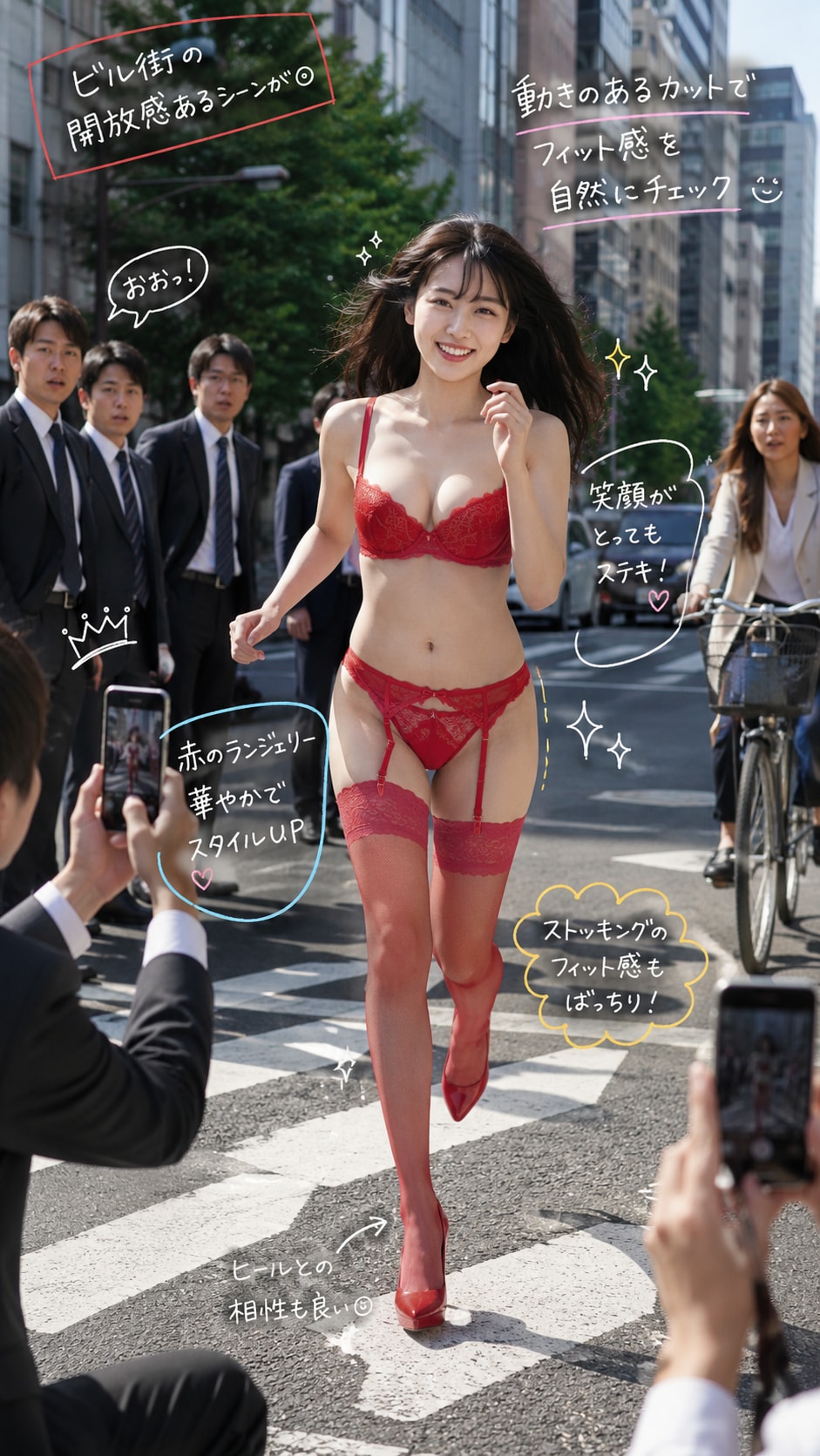 ビル街を赤い下着でランニング！