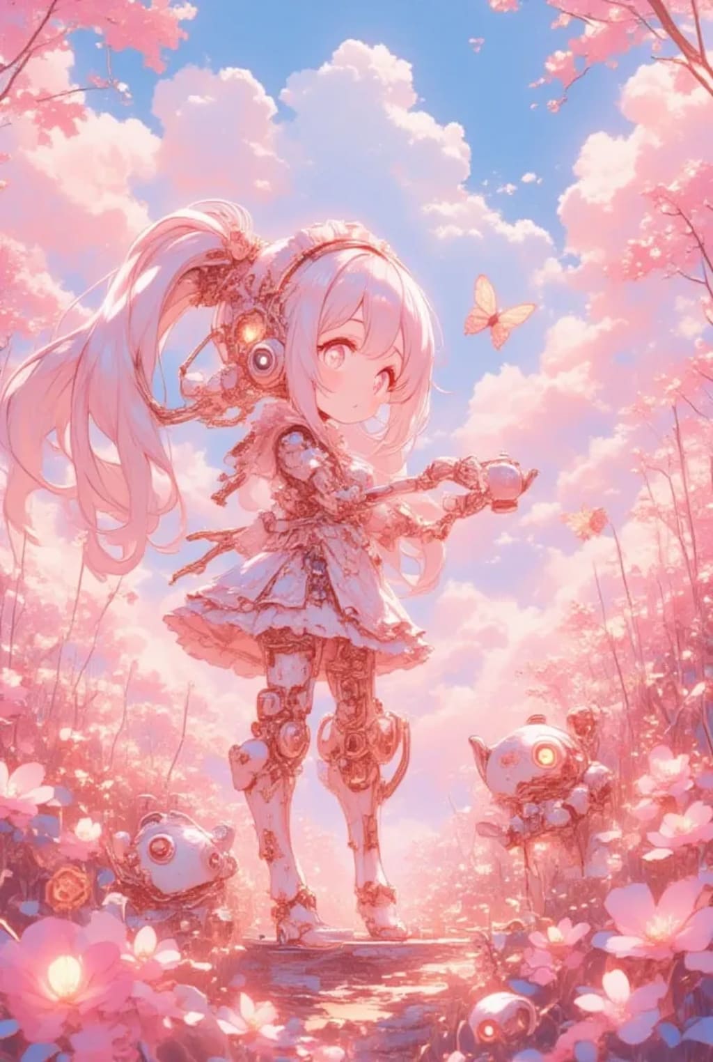 お花畑のロボットちゃん