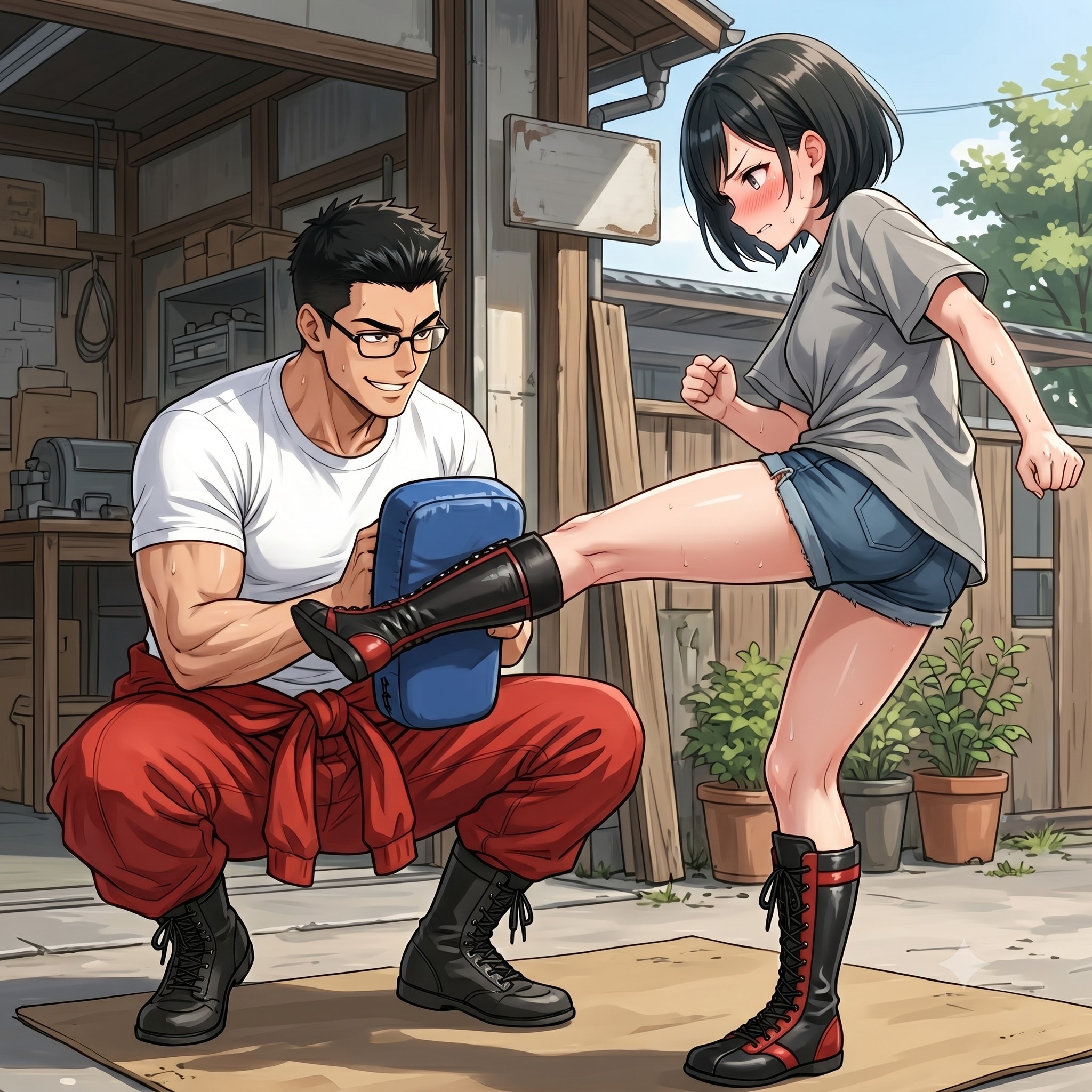 りえちゃんにローキックを教えるオレ😊