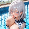 セルフ乳舐めでイく銀髪ちゃん 2枚目