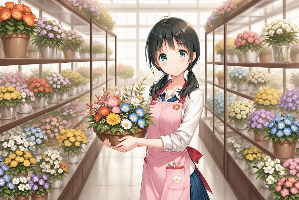 フラワーショップの店員女子