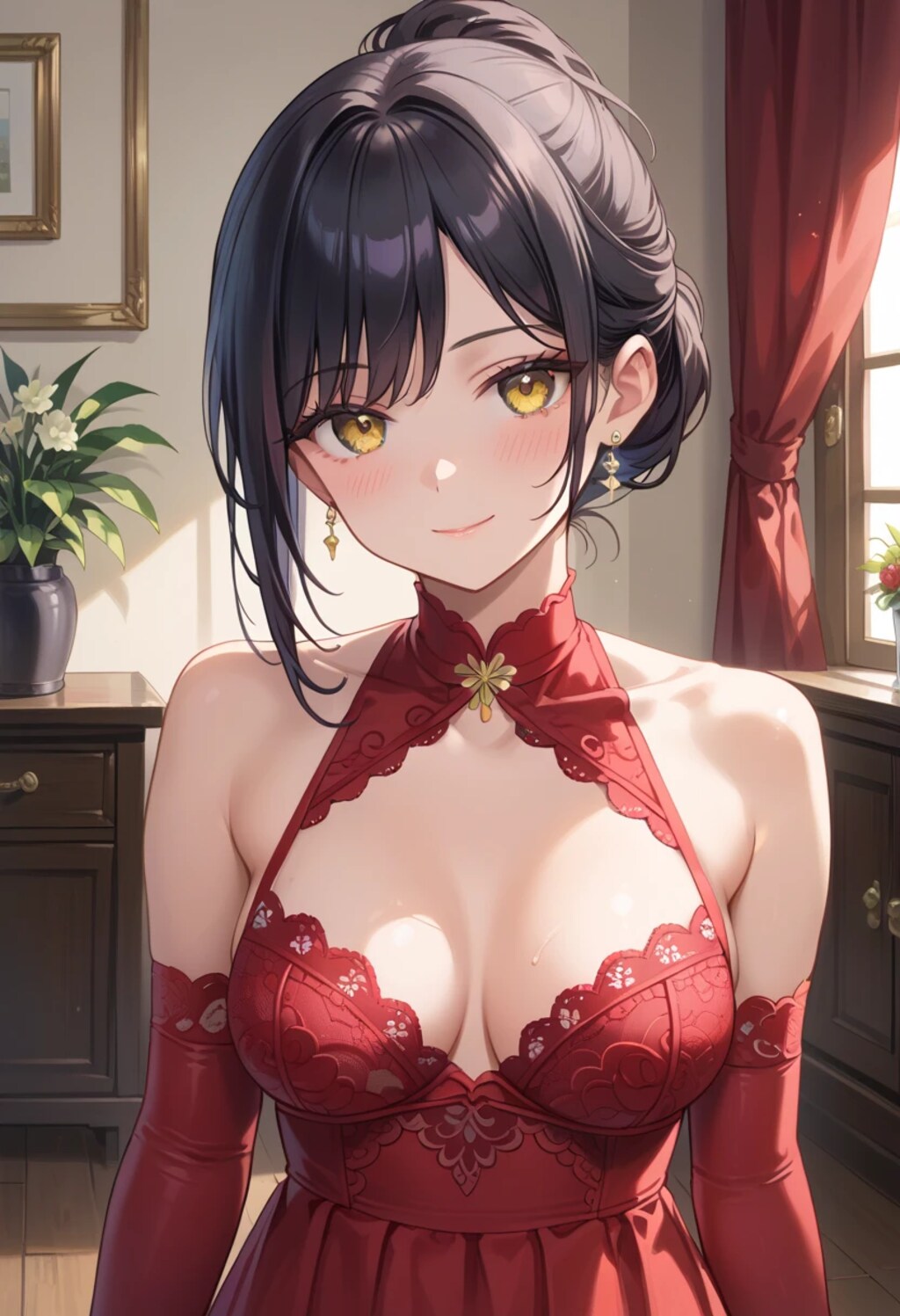 セクシー赤ドレス