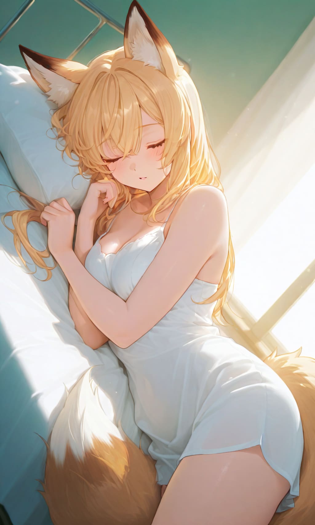 保健室で眠るケモミミ娘