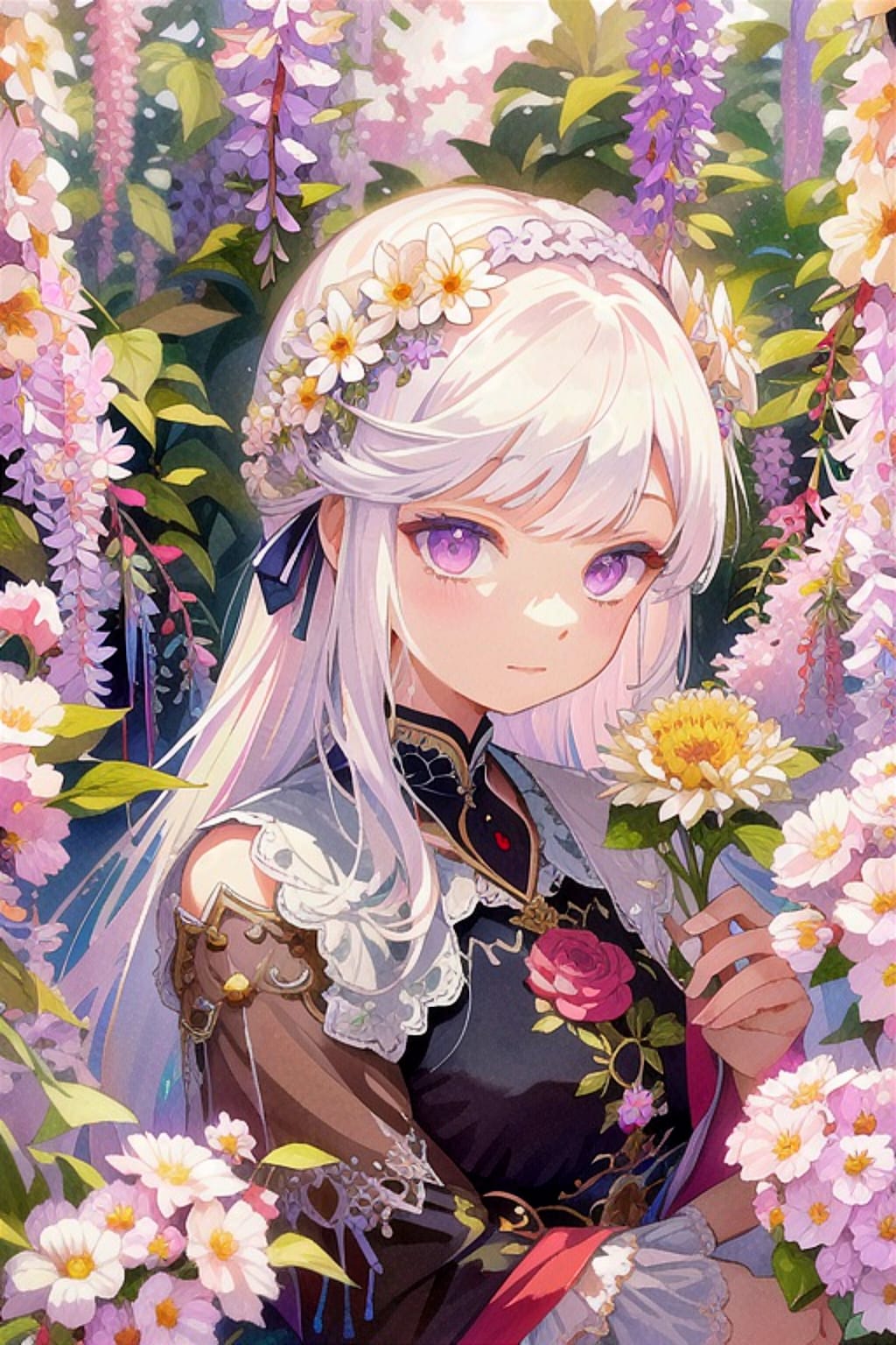 花と白髪ちゃん