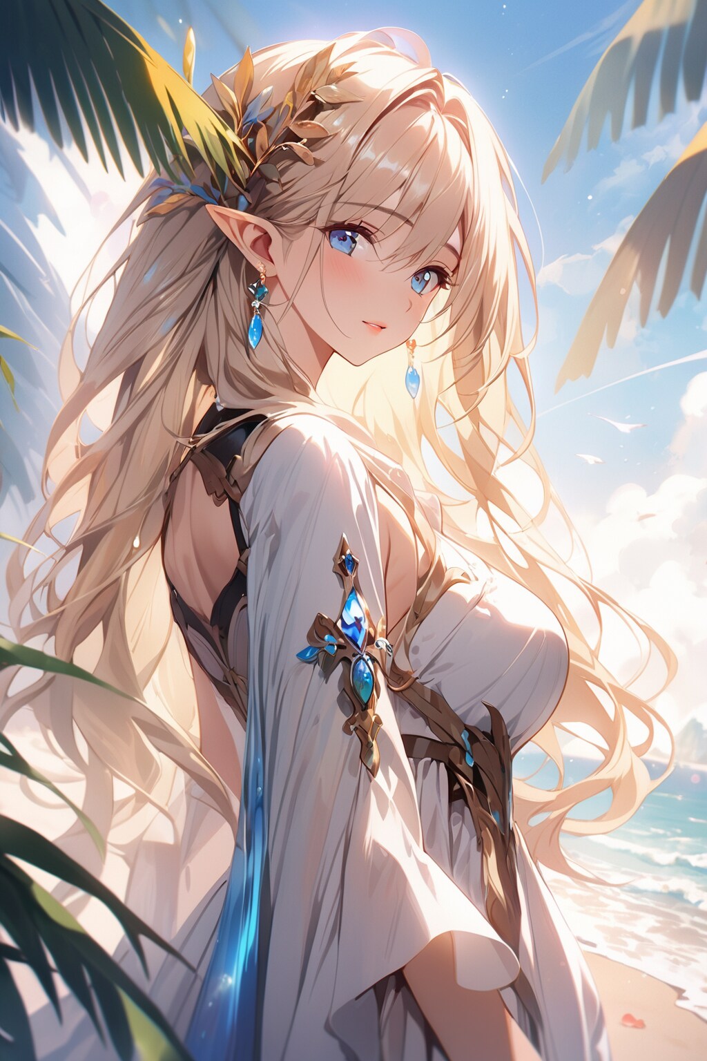 エルフさんとビーチへ散歩