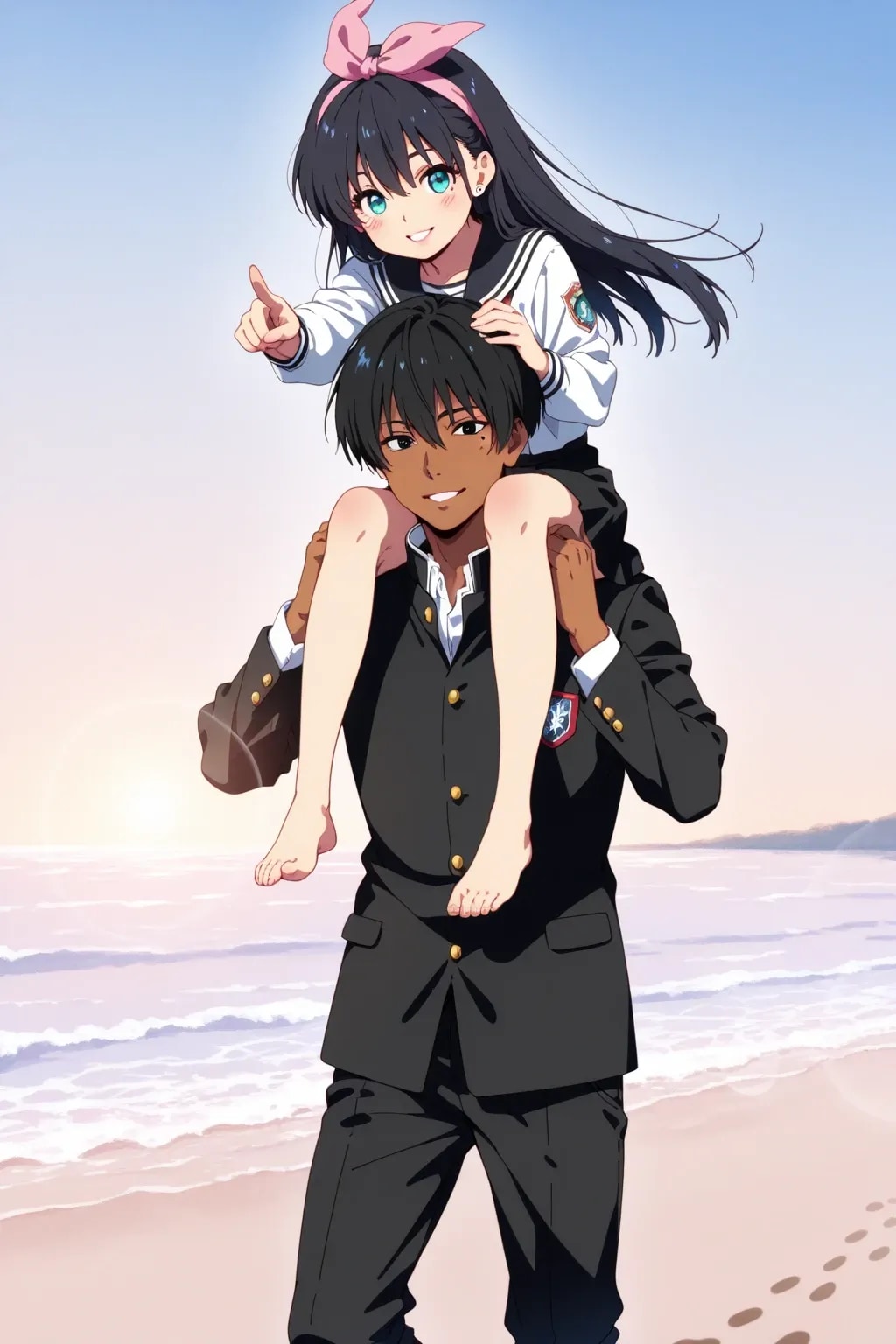24cm差の『肩車』で砂浜ダッシュ!!(地遥&瑠璃海)