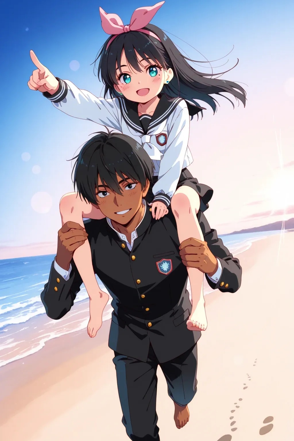 24cm差の『肩車』で砂浜ダッシュ!!(地遥&瑠璃海)