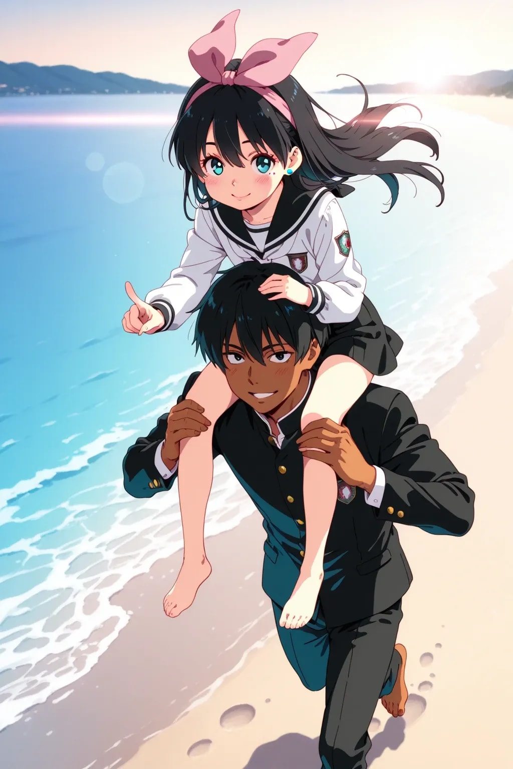 24cm差の『肩車』で砂浜ダッシュ!!(地遥&瑠璃海)