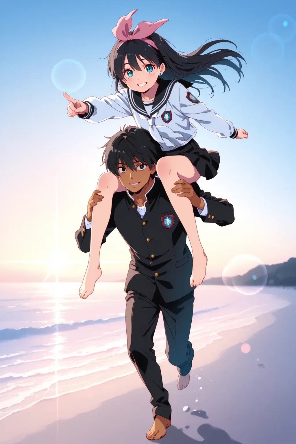 24cm差の『肩車』で砂浜ダッシュ!!(地遥&瑠璃海)