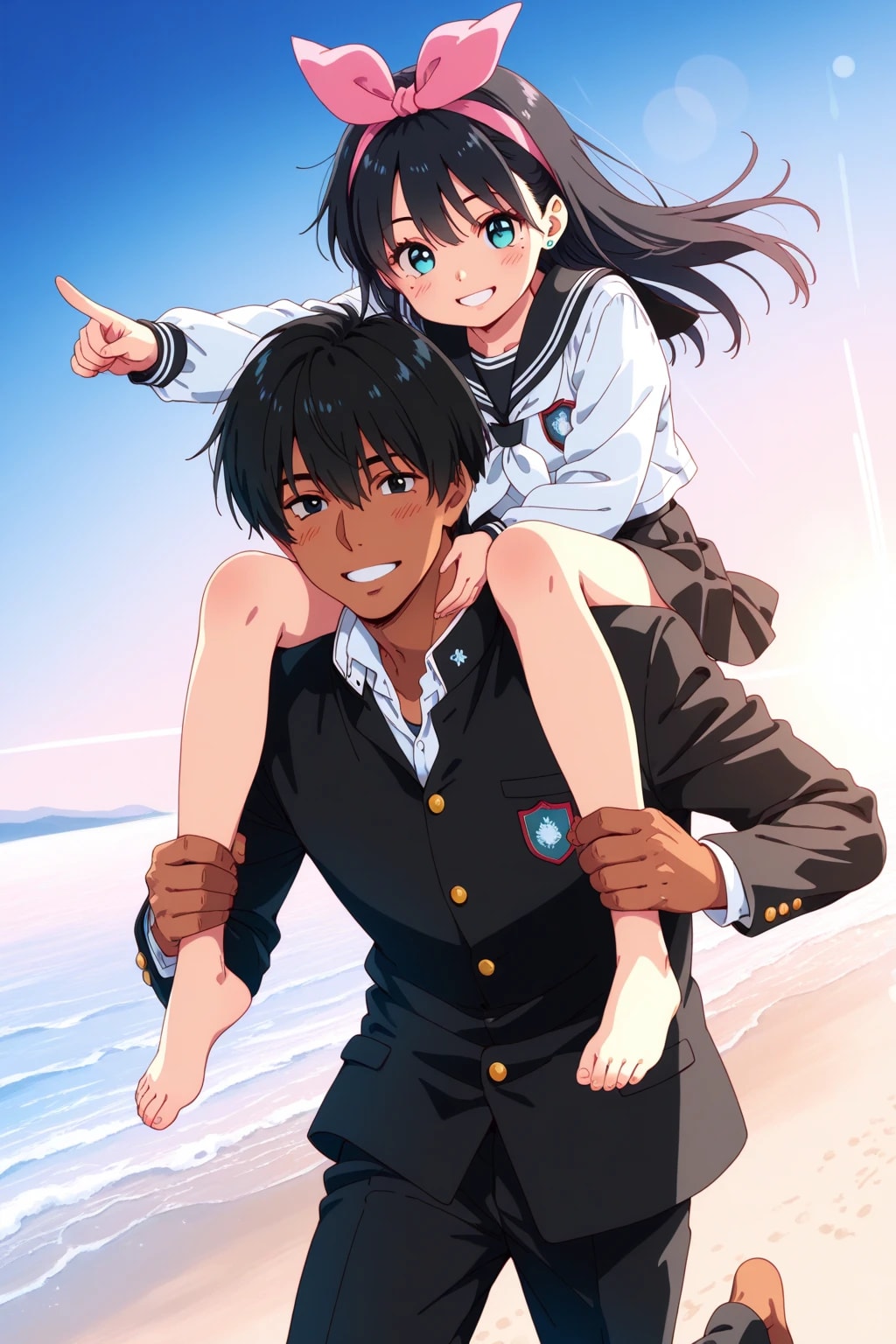 24cm差の『肩車』で砂浜ダッシュ!!(地遥&瑠璃海)