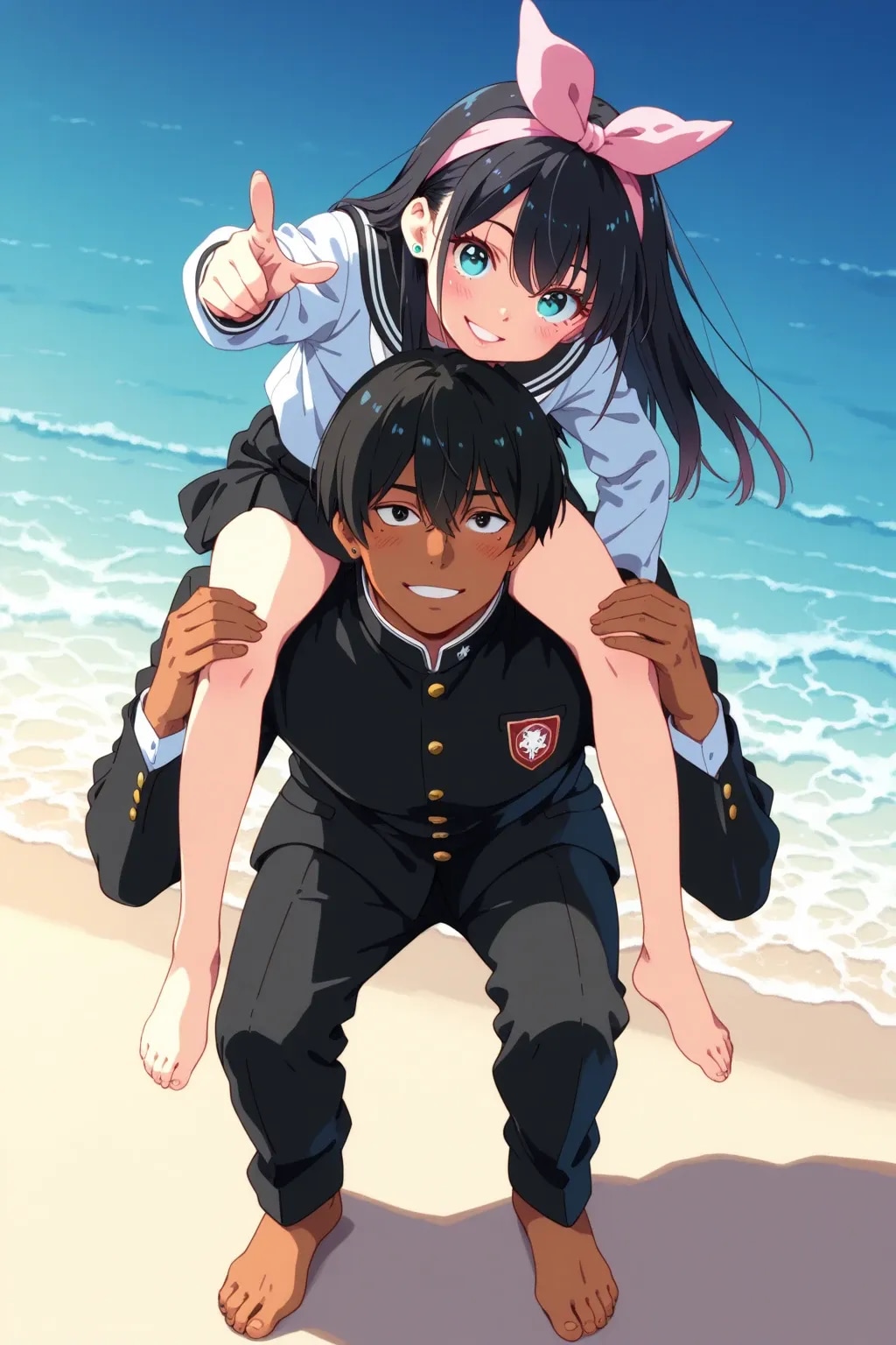 24cm差の『肩車』で砂浜ダッシュ!!(地遥&瑠璃海)