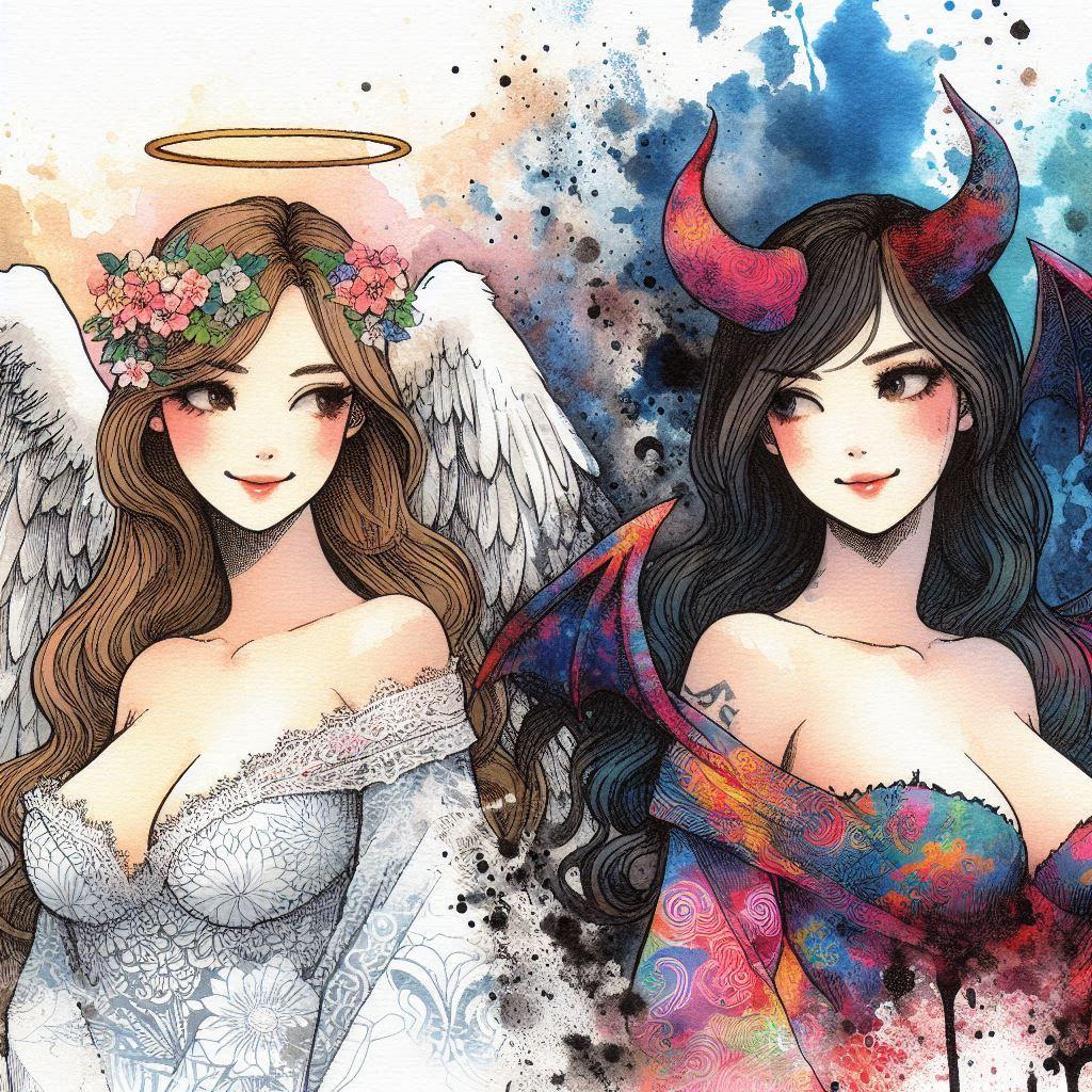 天使と悪魔 | の人気AIイラスト・グラビア