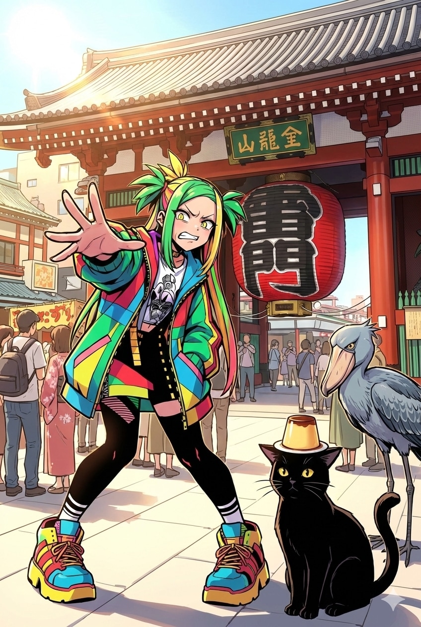 女の子と猫とハシビロコウ | の人気AIイラスト・グラビア