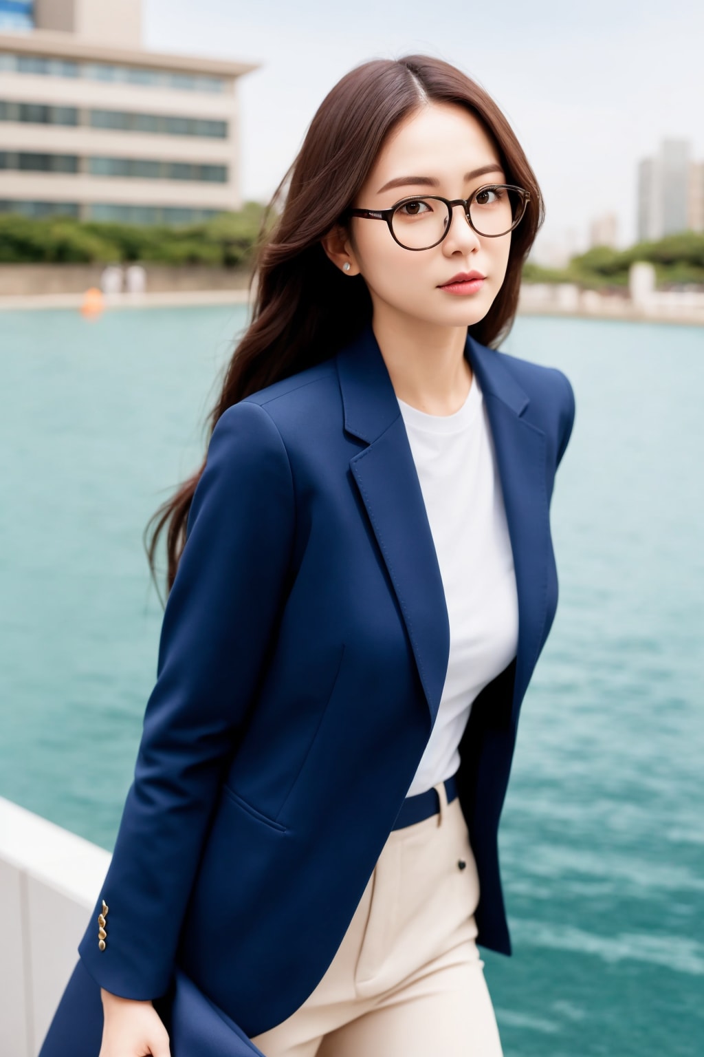 水辺を歩くお姉さん | の人気AIイラスト・グラビア